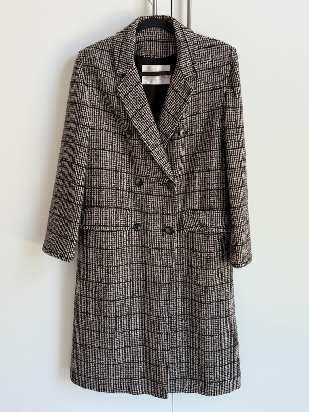 Vintage Pendleton Ltd 100% Virgin Wool Long Coat Plaid Double Breasted 10 USA